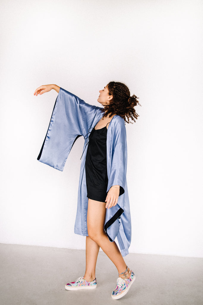 Loungewear blue kimono in traditional Japanese style